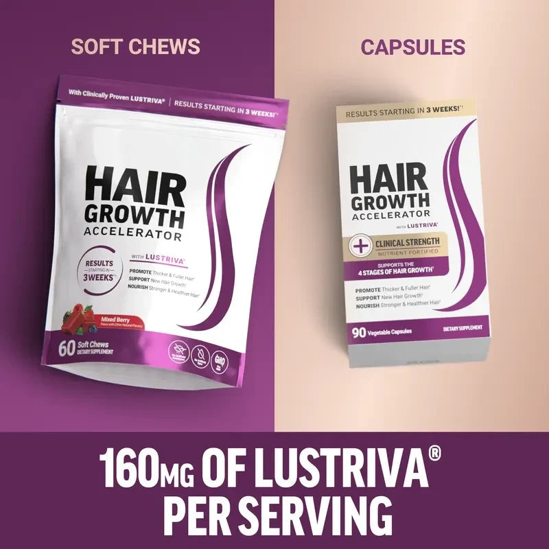 Hair Growth Accelerator – Capsules & Soft Chews, 90 Count